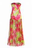 Maren Tropical Floral Strapless Long Dress