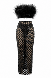 Zara Feather Mermaid Skirt Matching Set