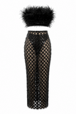 Zara Feather Mermaid Skirt Matching Set
