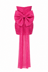 Giselle Sequin Strapless Bow‑Trail Mini Dress
