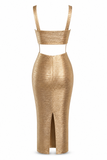 Matilda Metallic Cutout Midi Bodycon Dress