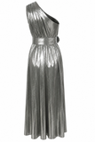 Gabriela One Shoulder Cutout Belted Gown