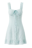 Lace Trim Mini Dress With Bow Detail