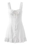 Lace Trim Mini Dress With Bow Detail