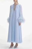 Layla Crystal Embellished Feather Maxi Dress