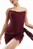 Lace Strapless Corset Mini Dress
