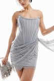 Lace Strapless Corset Mini Dress