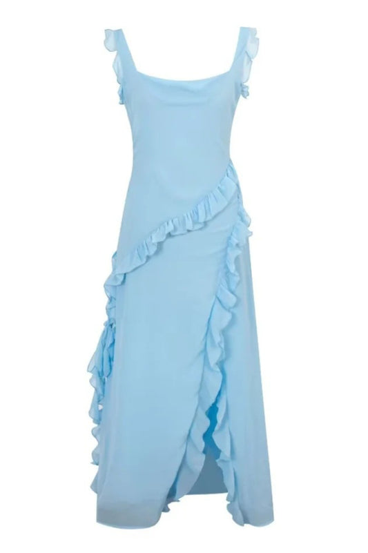 Ruffle Chiffon Maxi Dress