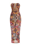 Kamames Strapless Floral Sequined Maxi Dress