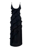 Ruffle Open-Back Maxi Dress