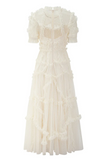 Elara Ruffle Tiered Tulle Maxi Dress