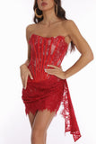 Lace Strapless Corset Mini Dress