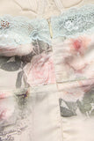 Vintage Floral Satin Bustier Midi Dress
