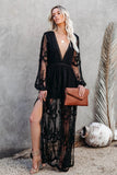 White Boho Lace Maxi Dress