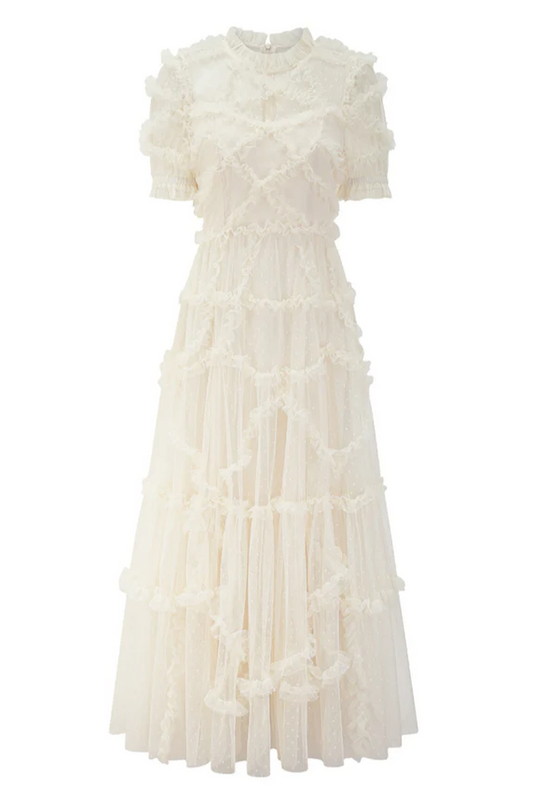 Elara Ruffle Tiered Tulle Maxi Dress