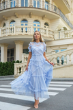 Elara Ruffle Tiered Tulle Maxi Dress