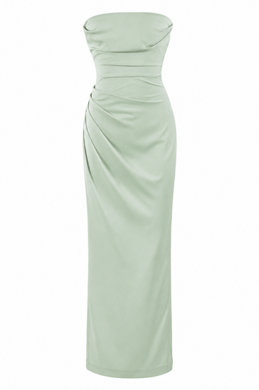 Satin Strapless Corset Maxi Dress