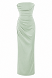 Satin Strapless Corset Maxi Dress