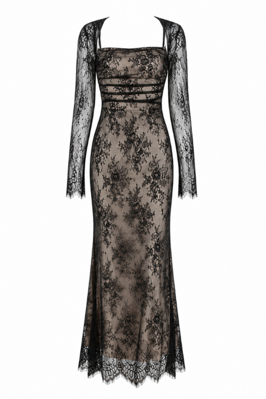 Lace Maxi Dress with Matching Shrug