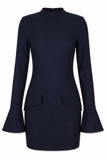 Structured High-Neck Mini Dress