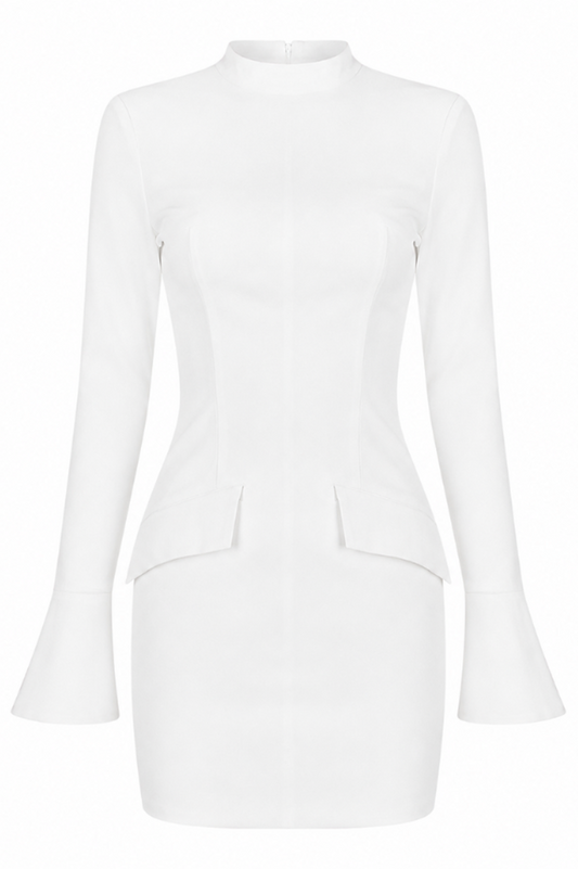 Structured High-Neck Mini Dress
