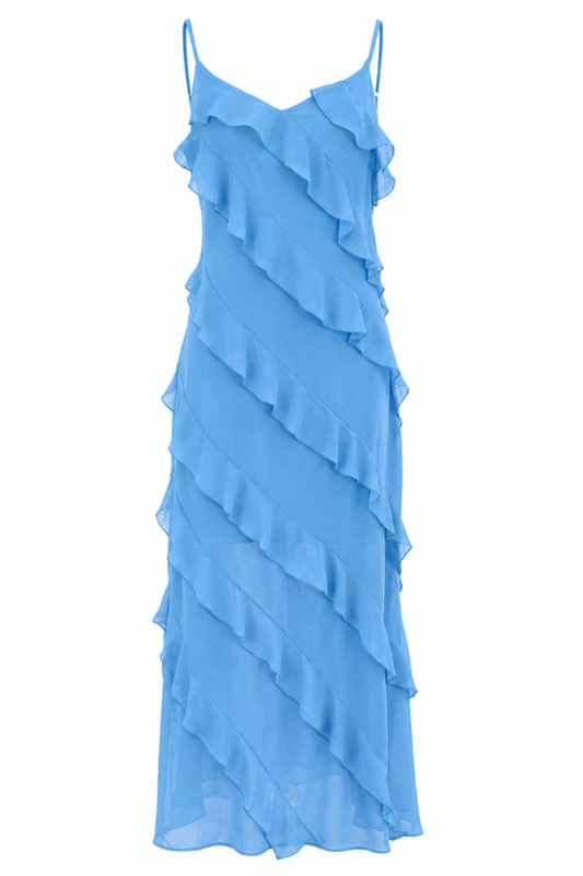 Ruffle Open-Back Maxi Dress
