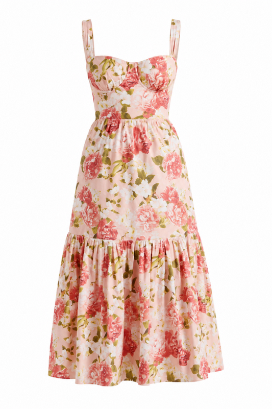 Floral Bustier Midi Sundress