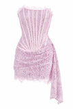 Lace Strapless Corset Mini Dress