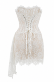 Lace Strapless Corset Mini Dress