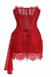 Lace Strapless Corset Mini Dress