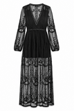 White Boho Lace Maxi Dress