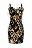 Argyle Sequin Bodycon Mini Dress