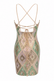 Argyle Sequin Bodycon Mini Dress