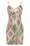 Argyle Sequin Bodycon Mini Dress