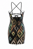 Argyle Sequin Bodycon Mini Dress