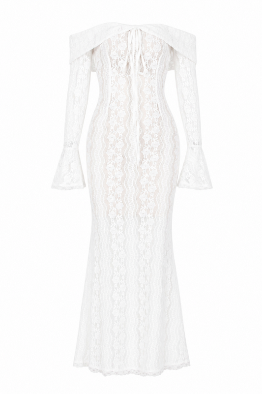 Belle Floral Lace Off Shoulder Maxi Dress