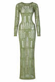 Moss Green Metallic Umbra Dress