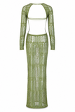 Moss Green Metallic Umbra Dress