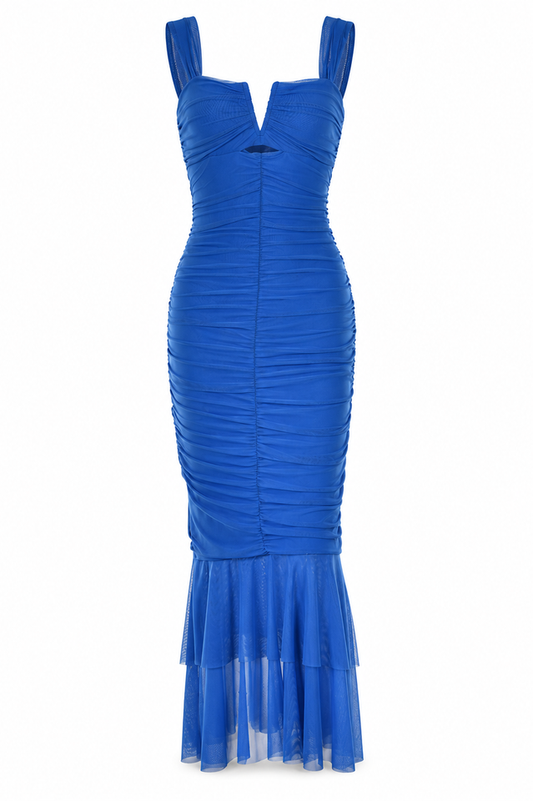 Nadia Ruched Fishtail Maxi Dress