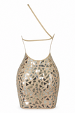 Mirror Cutout Embellished Mini Dress