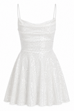 Jewel Sequin Cowl Neck Dress
