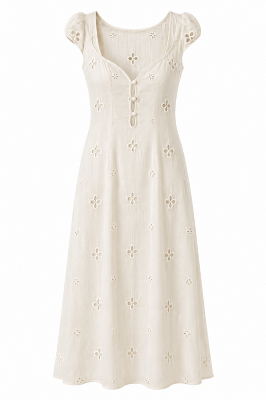 White Eyelet Midi Dress