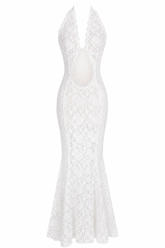 Lumière Lace Halter Mermaid Maxi Dress
