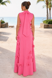3D Flower Applique Maxi Dress
