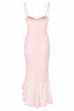 Blush Ruffle Cutout Mesh Maxi Dress