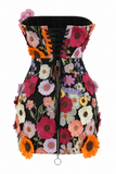 Lila 3D Multicolor Floral Strapless Mini Dress