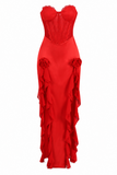 Seraphina  Satin Lace Corset Maxi Dress
