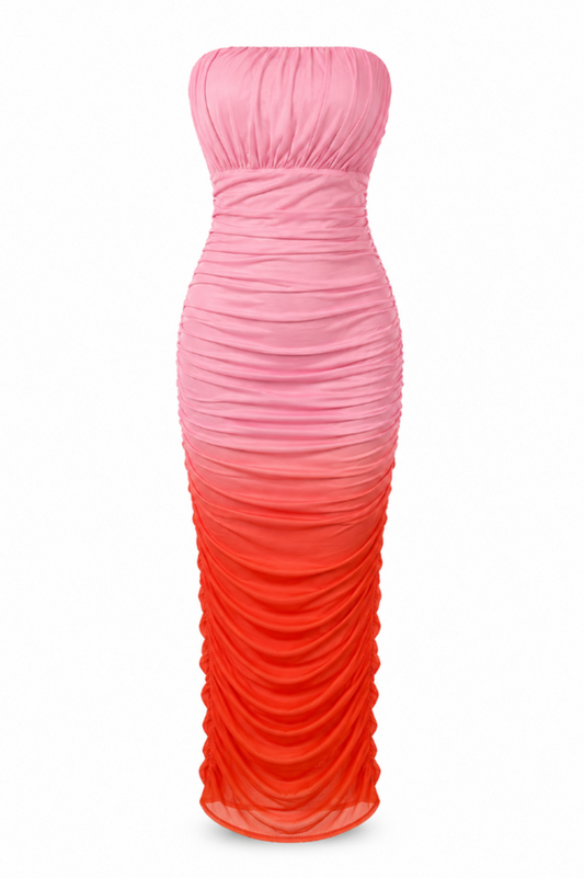 Ombre Pleated Maxi Dress