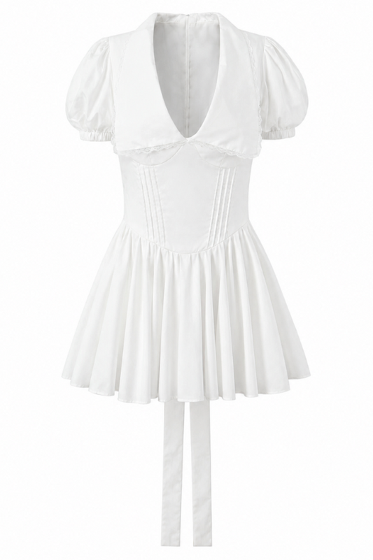 White Puff Sleeve Corset Mini Dress