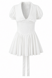 White Puff Sleeve Corset Mini Dress